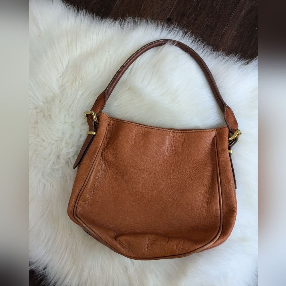 J. Crew Teddy Teddie Hobo Shoulder Bag Brown Leather